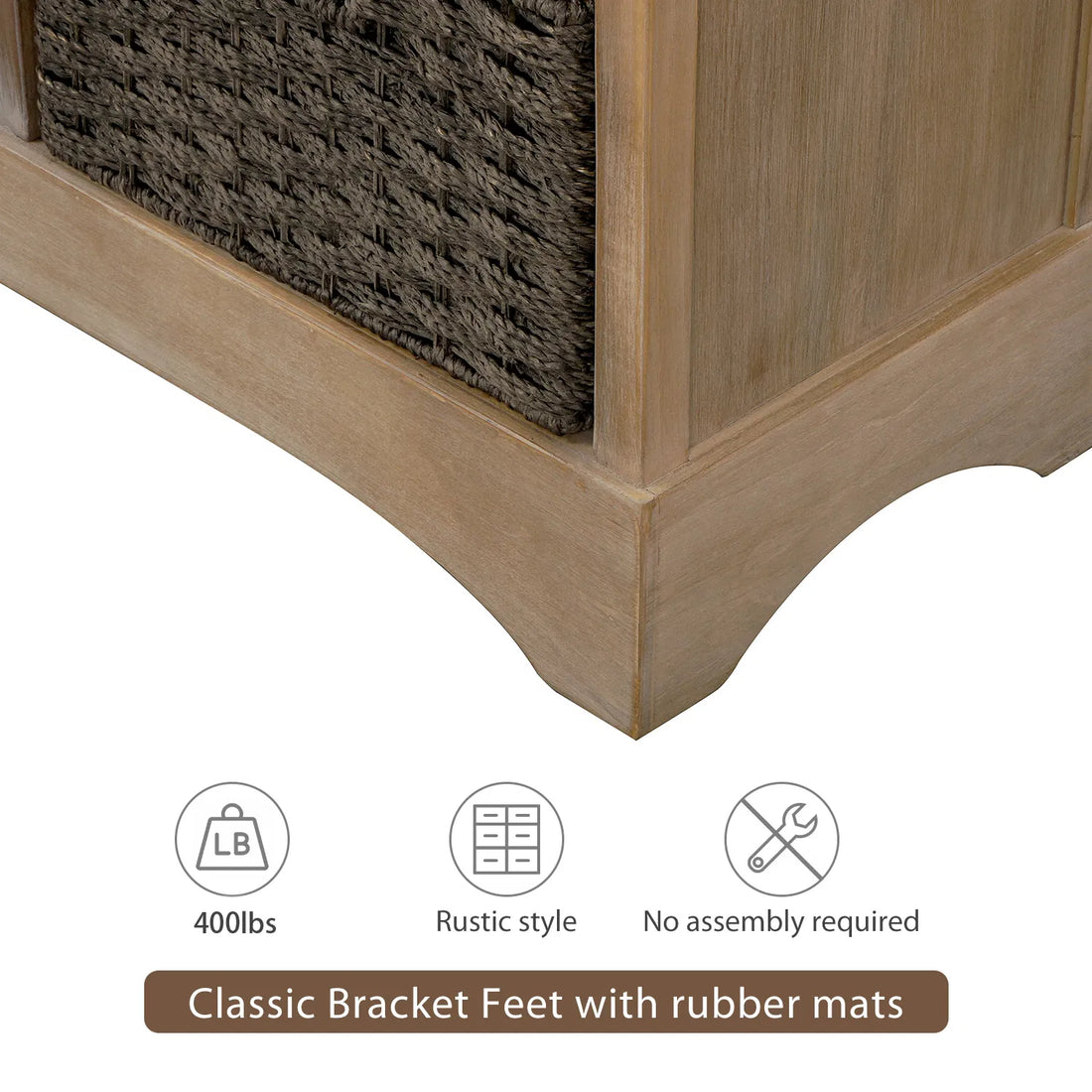 Rustic Storage Cabinet with 2 Drawers & 4 Baskets