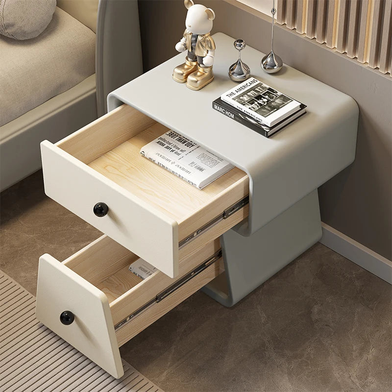 White Minimalist Nightstand, Nordic Vintage Look for Kids