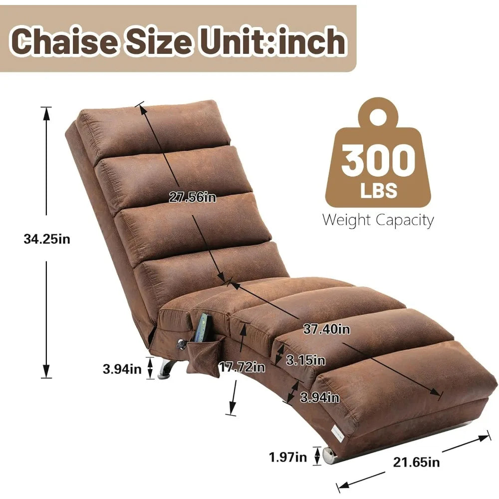 Upholstered Massage Chaise Lounge with 5 Modes Electric Recliner
