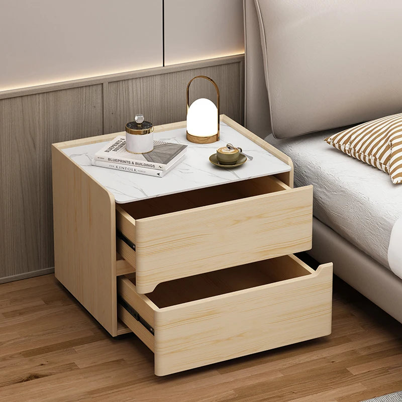 White Nordic Nightstand, Small Retro Look, Minimalist Bedroom Use