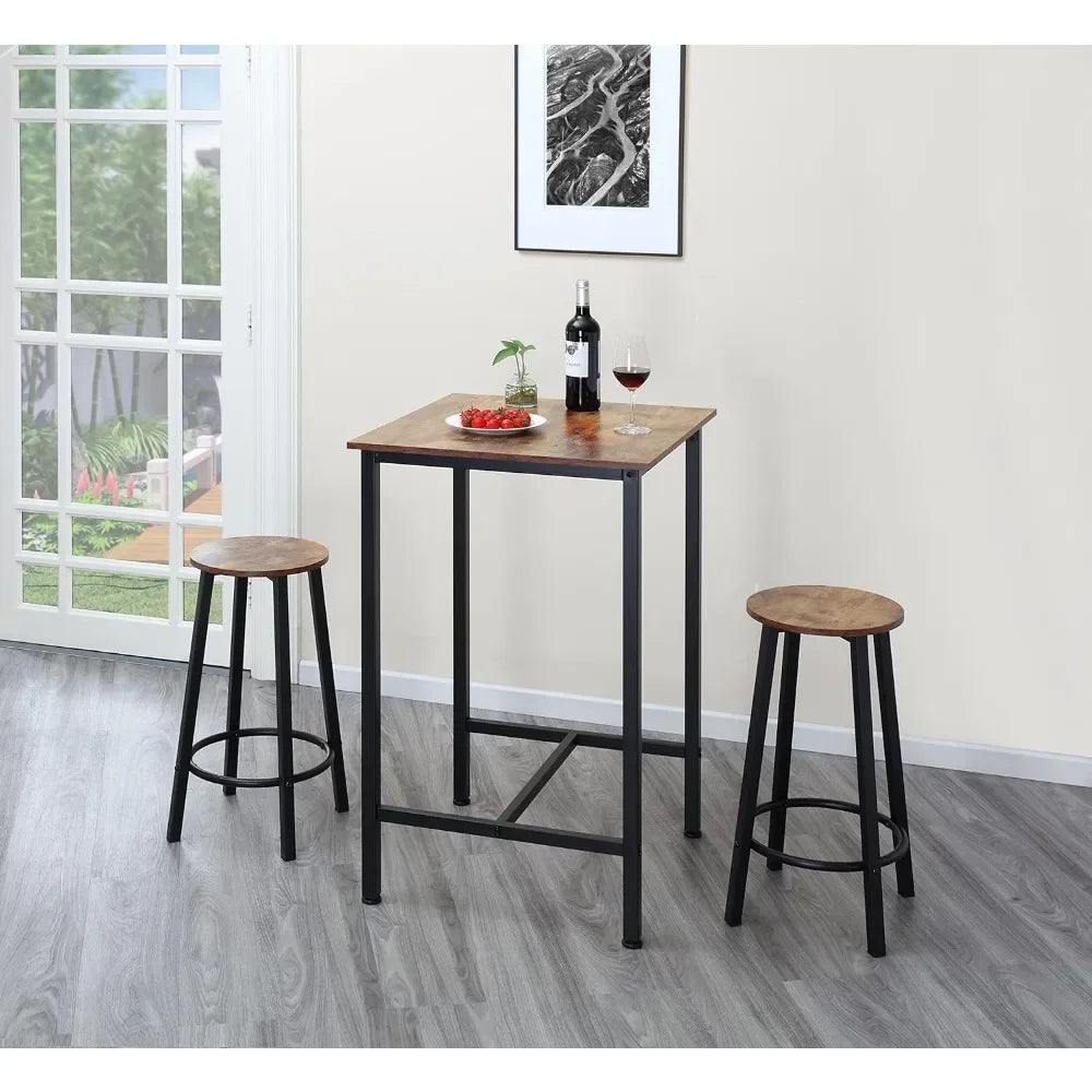 Square Bar Height Dining Table Set - Kitchen Breakfast Set with Chairs