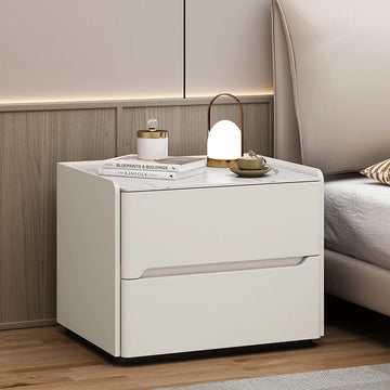 White Nordic Nightstand, Small Retro Look, Minimalist Bedroom Use