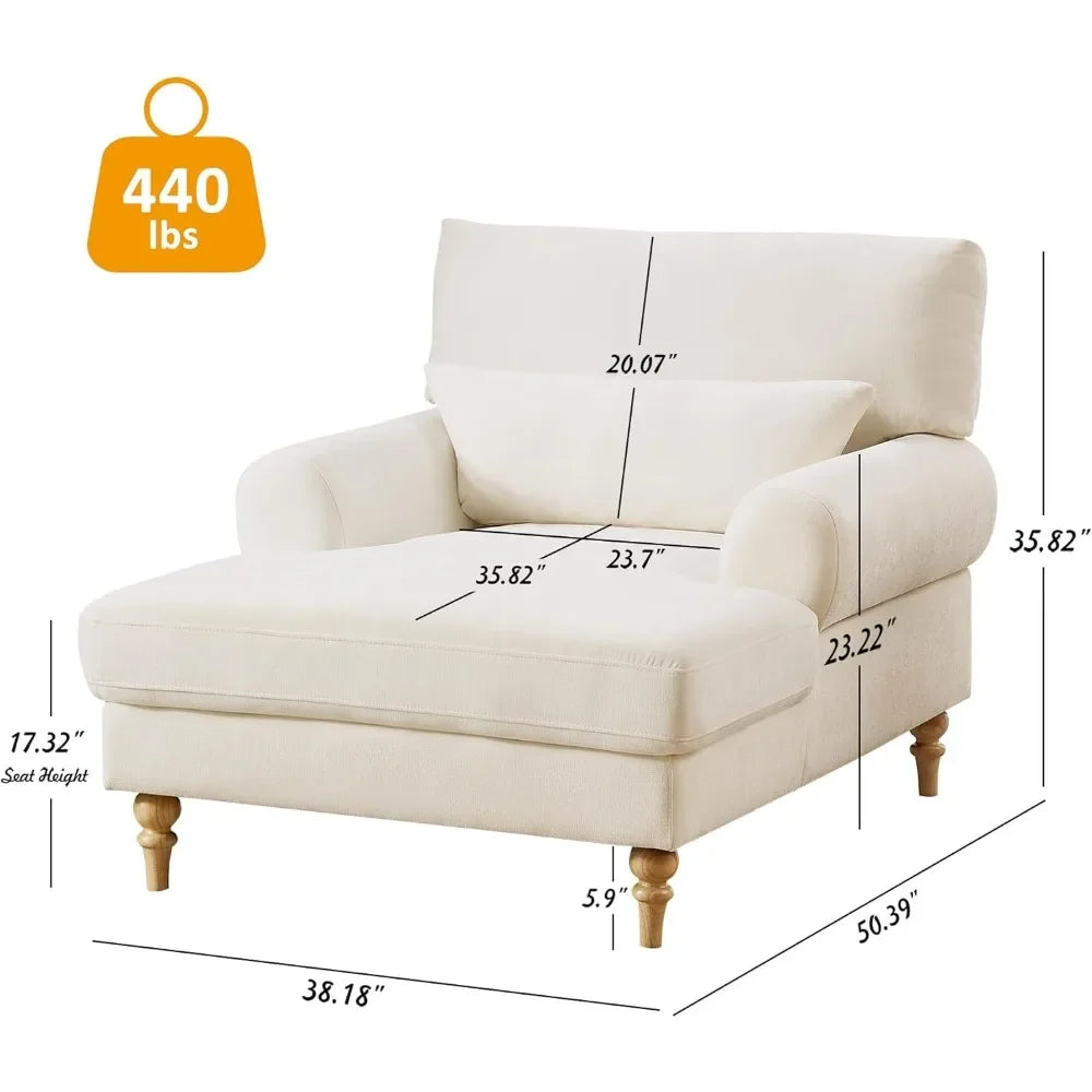 Modern Adjustable Chaise Lounge with Upholstered Sleeper Sofa