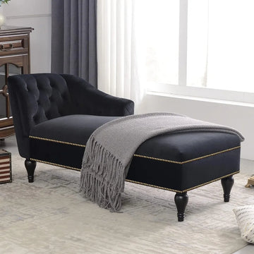 Tufted Velvet Chaise Lounge Chair with Nailhead for Living Room