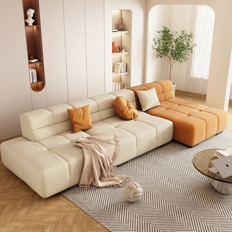 White Floor Sofa Cloud Reclinable Minimalist Couch