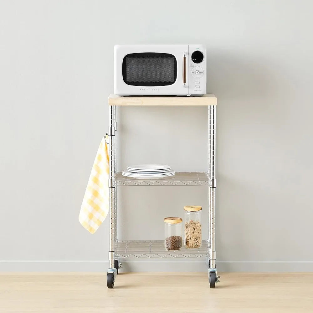 Portable Kitchen Rack with Wheels & Adjustable Shelves