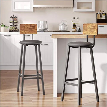 Set of 2 Black & Brown Bar Stools