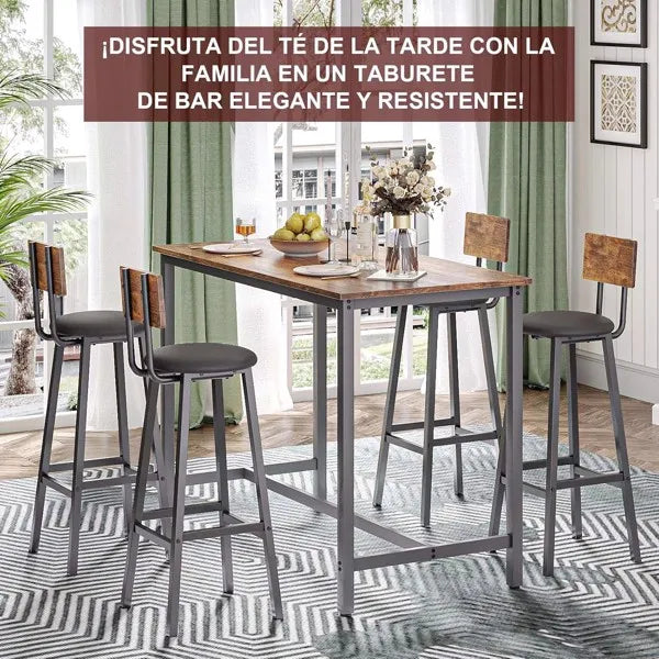 Set of 2 Black & Brown Bar Stools