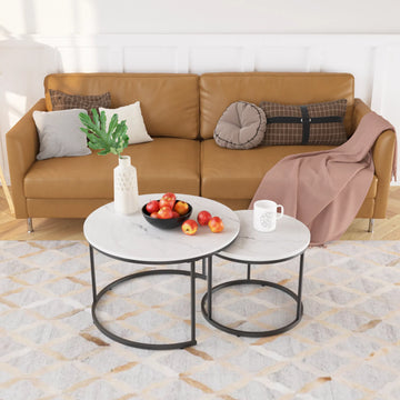 Set of 2 Round Nesting Coffee Tables - 27.6"