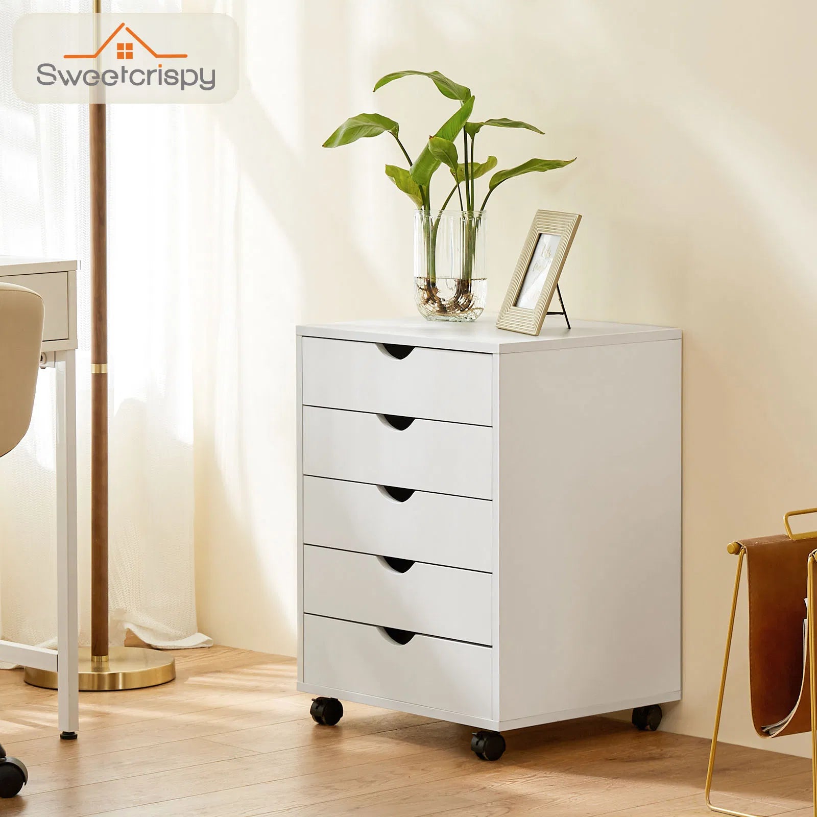5-Drawer Mobile Wood Chest