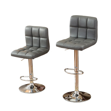Swivel Faux Leather Bar Stools - Gray, Set of 2