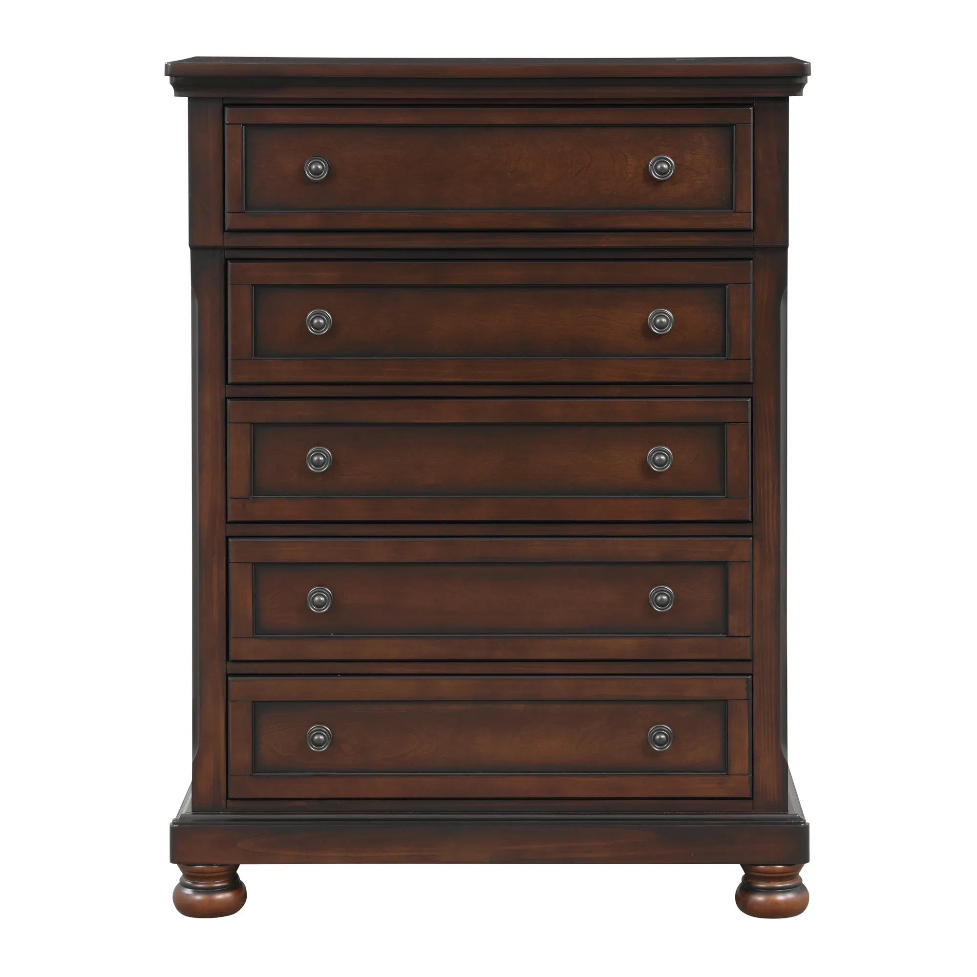 Brown Cherry Transitional 5-Drawer Chest