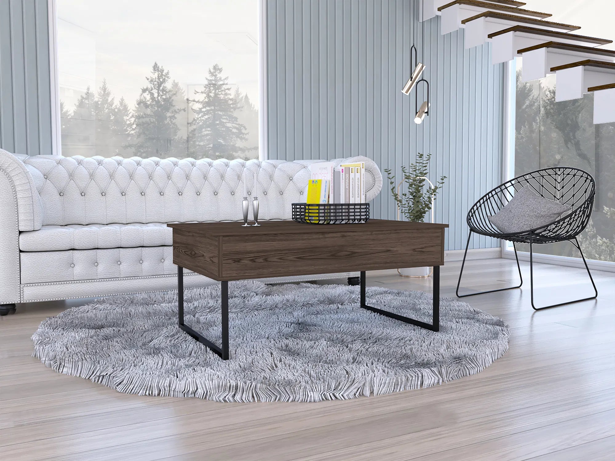Dark Walnut Lift-Top Coffee Table