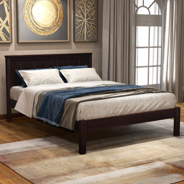 Twin Espresso Platform Bed with Headboard