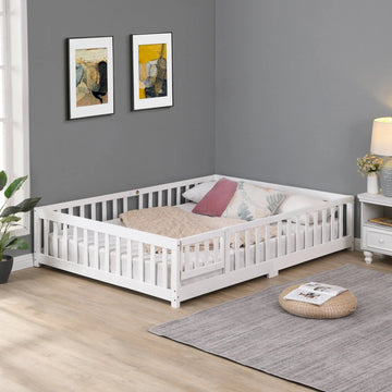 Twin Floor Bed – Pine, Child-Safe, Door