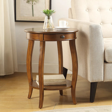 Walnut End Table with Drawer