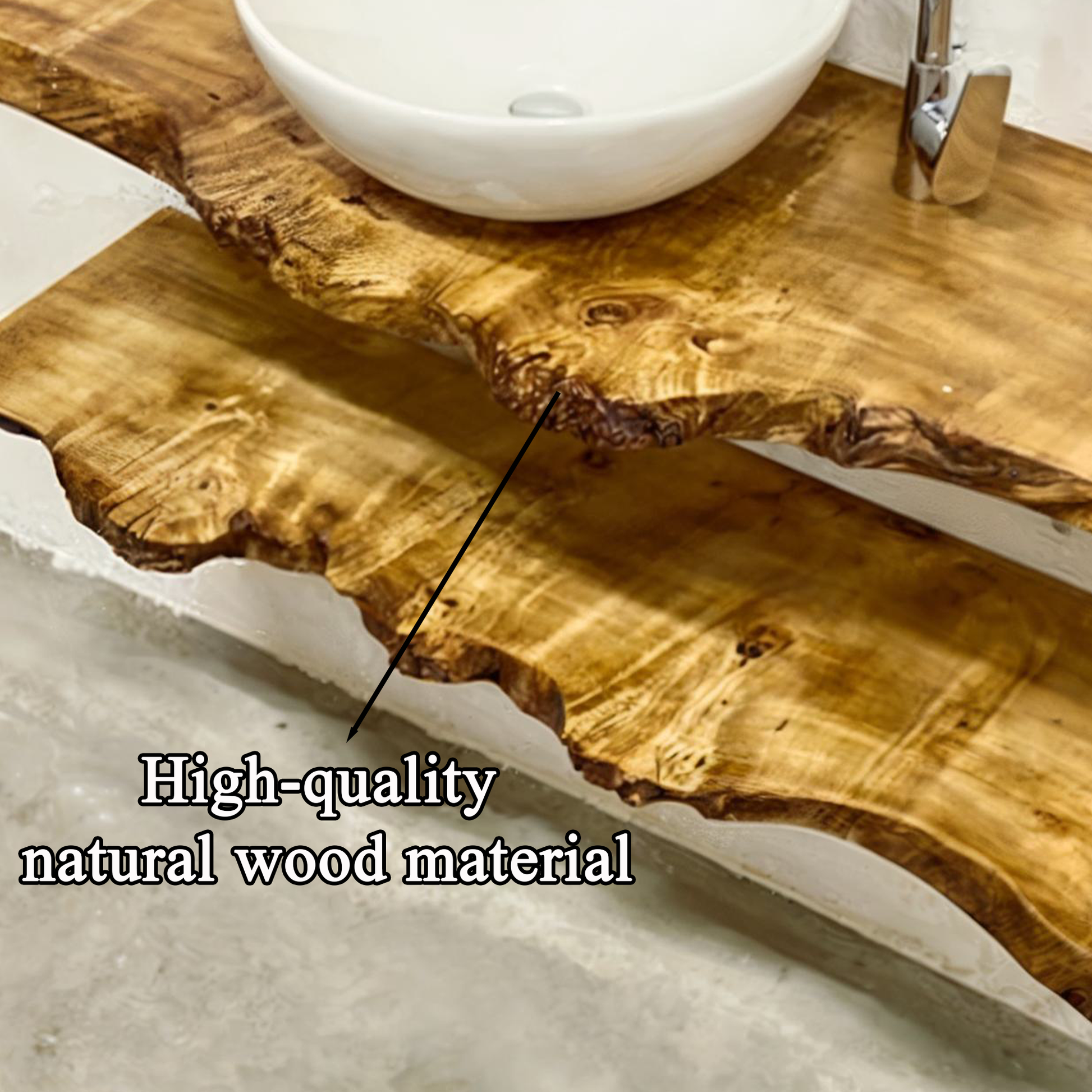 Natural Bathroom Floating Wood Shelf SINLBRV008