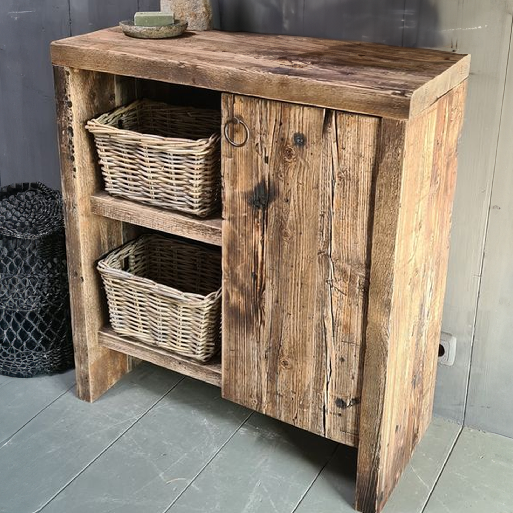 Rustic Wood Bathroom Vanity With Sink SINLBRV011