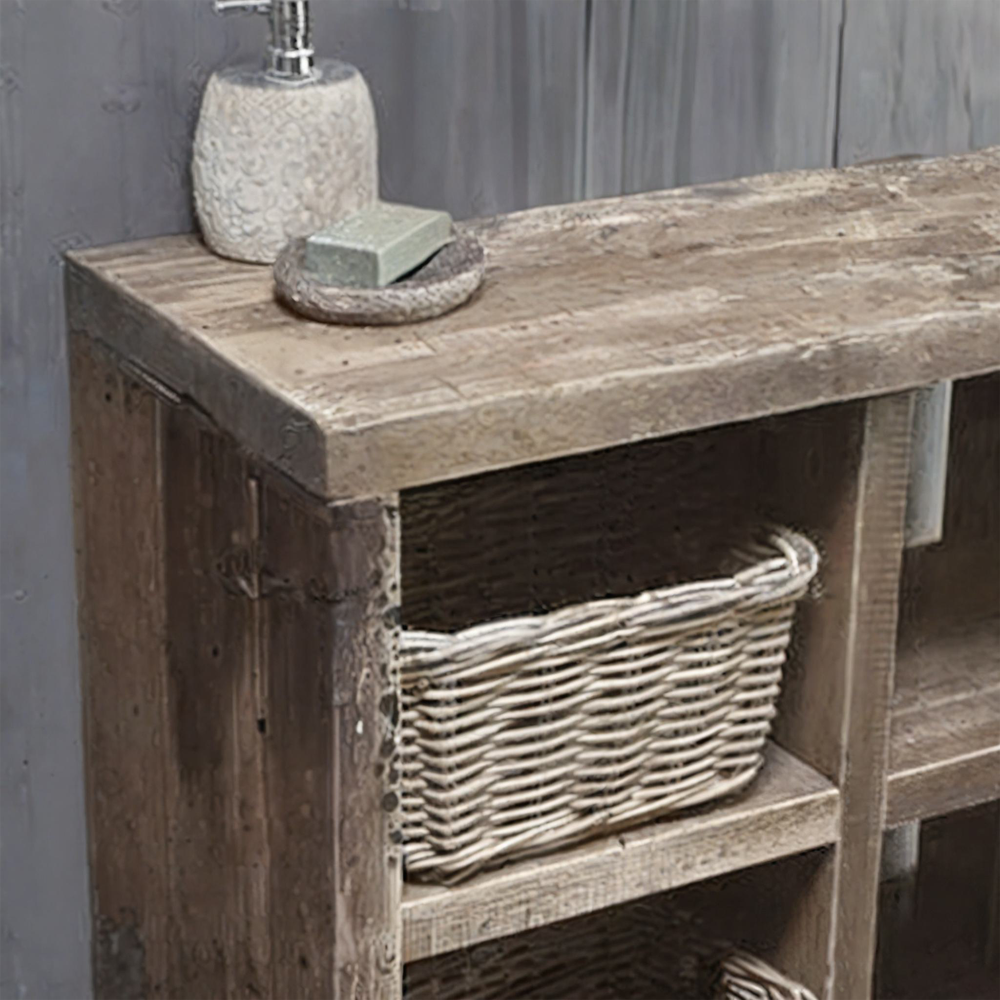 Rustic Wood Bathroom Vanity With Sink SINLBRV011