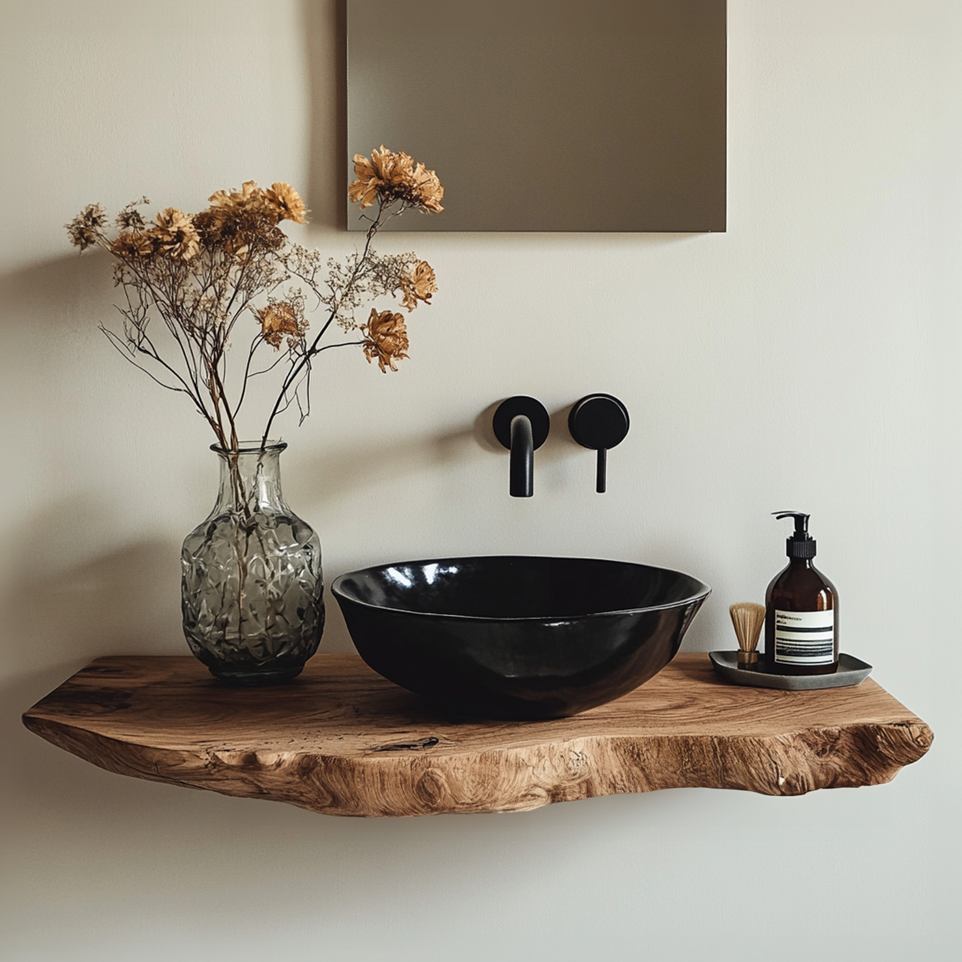 Handcrafted Live Edge Bathroom Vanity Shelf Rustic SINLBRV024