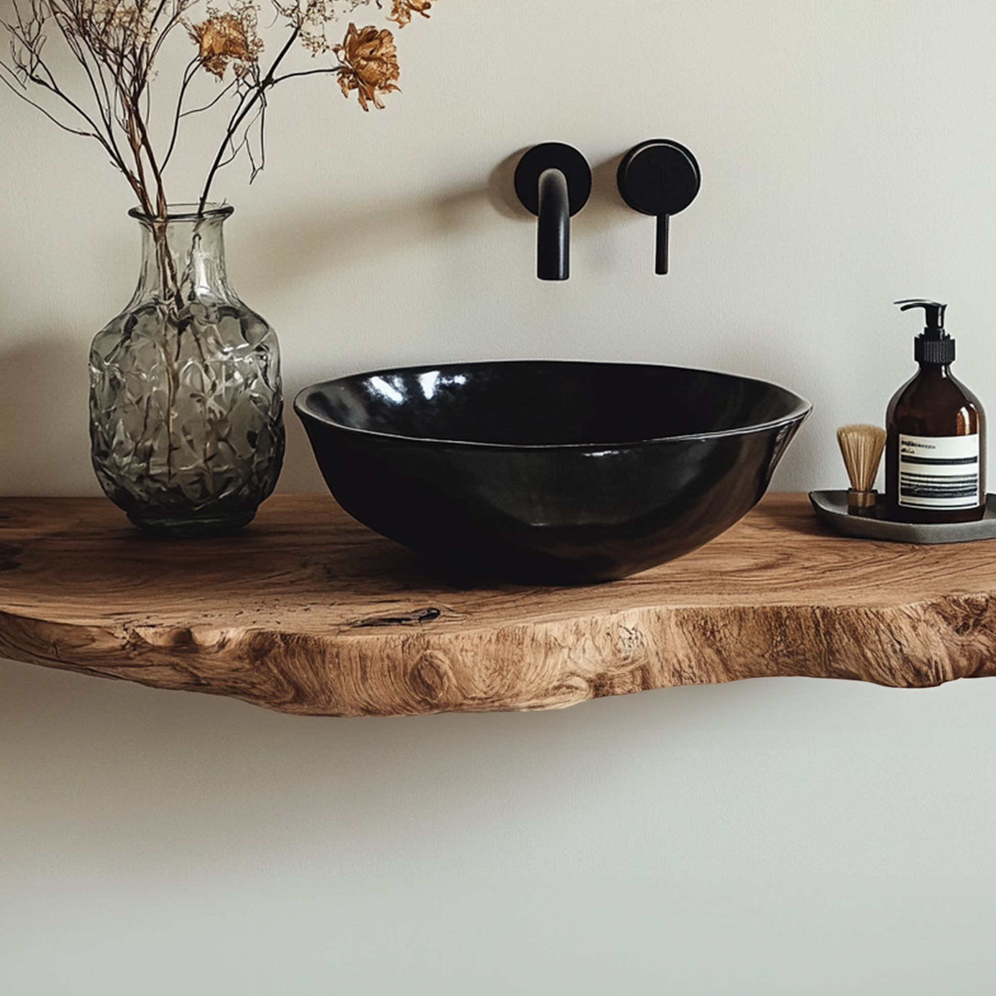 Handcrafted Live Edge Bathroom Vanity Shelf Rustic SINLBRV024