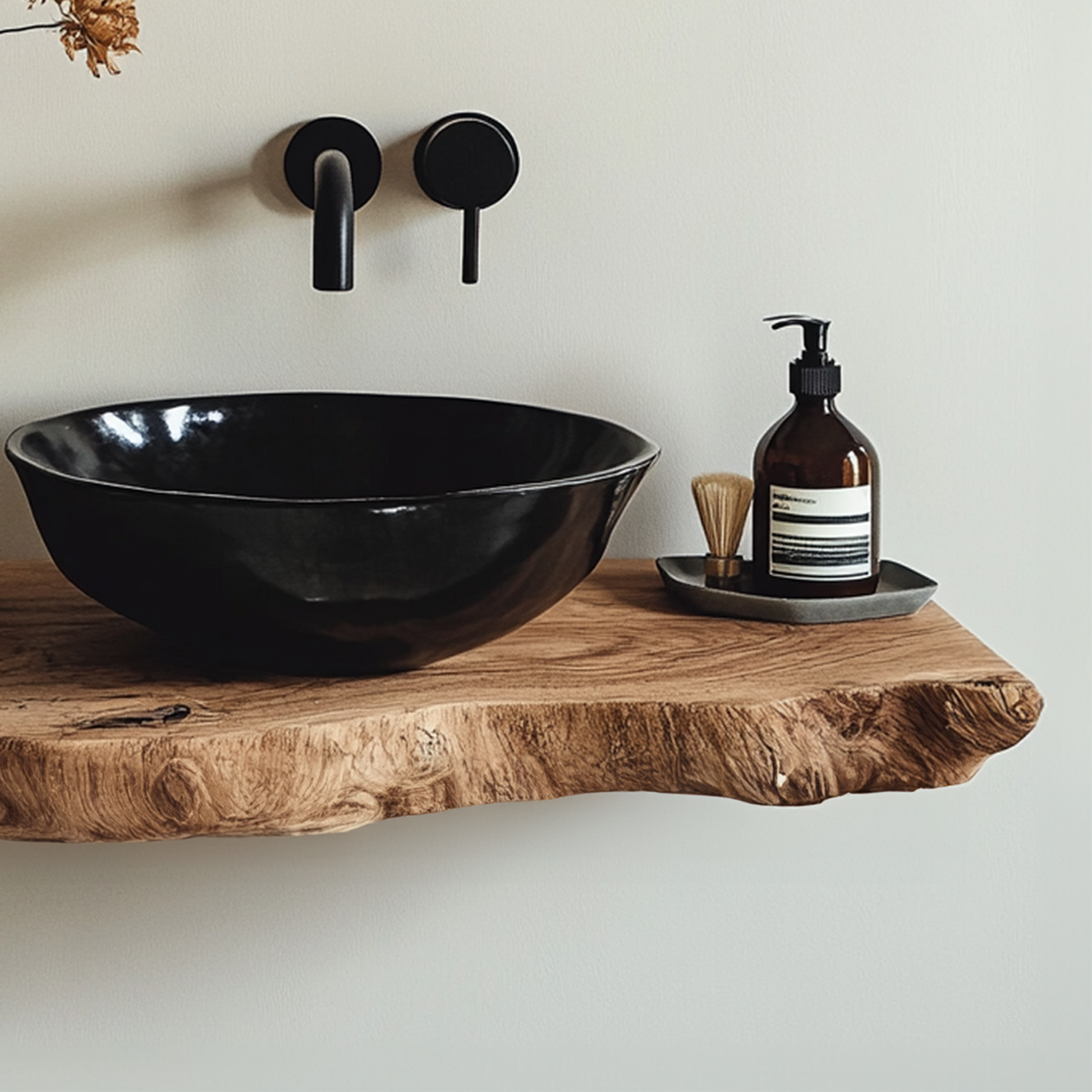 Handcrafted Live Edge Bathroom Vanity Shelf Rustic SINLBRV024