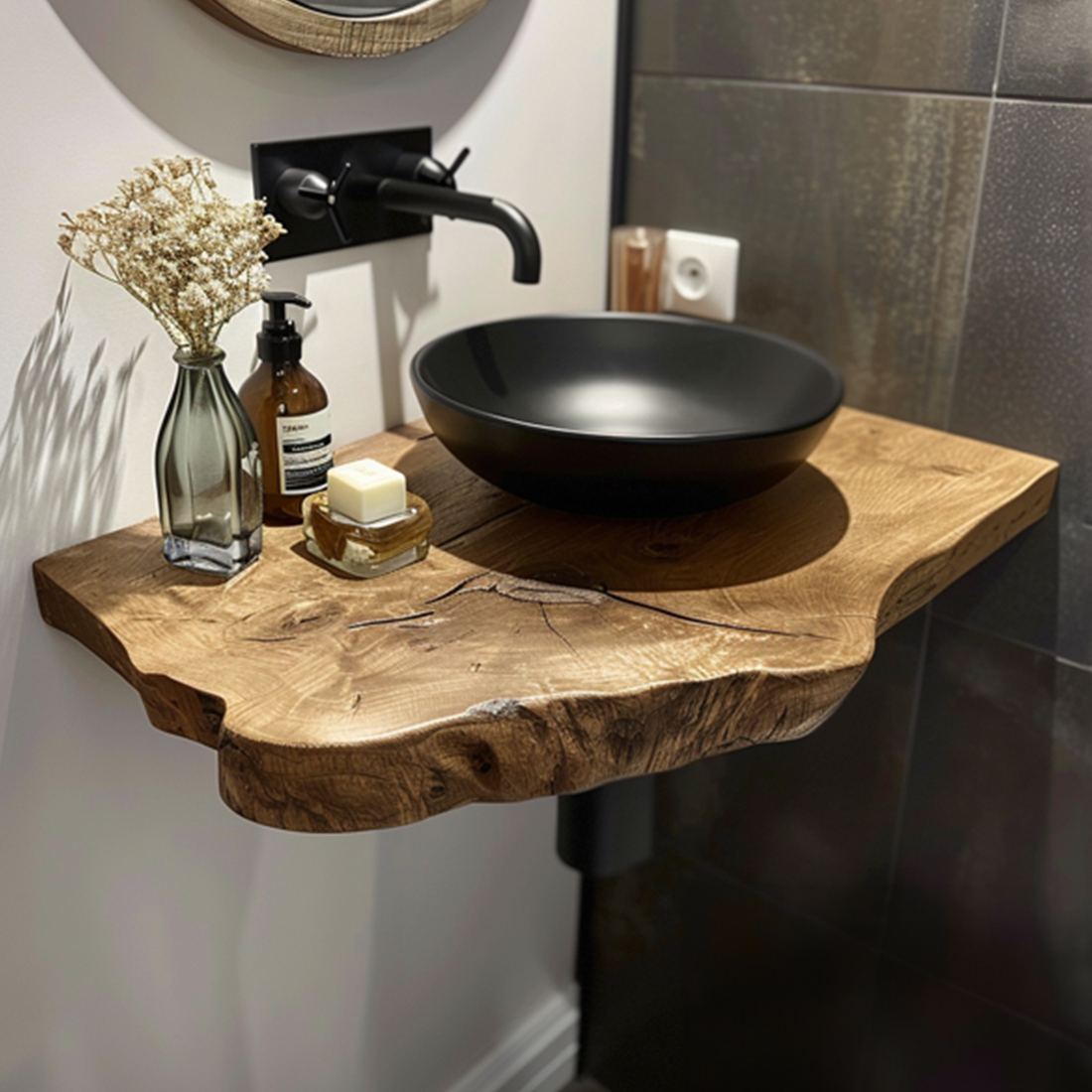 Live Edge Bathroom Vanity Shelfwall SINLBRV022