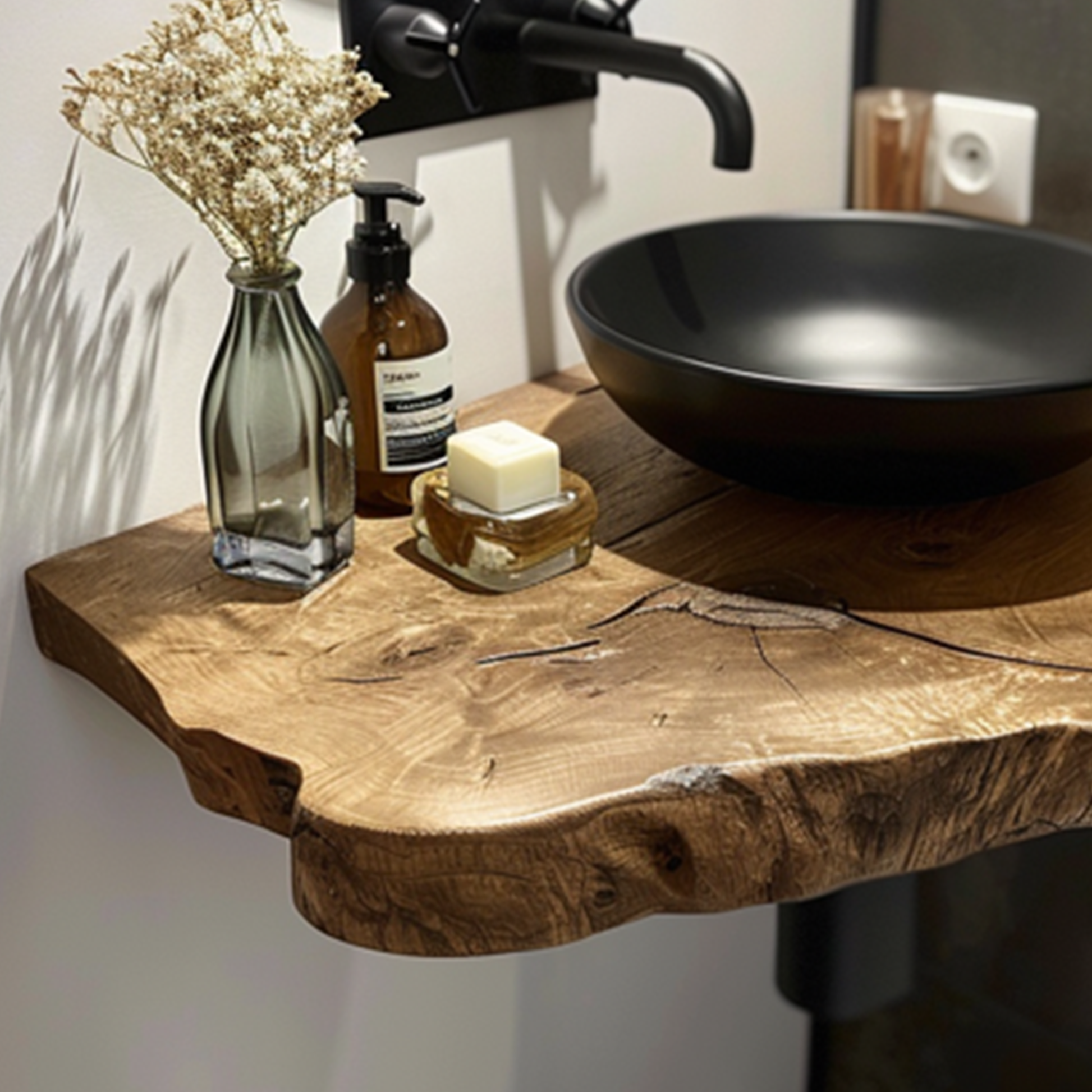 Live Edge Bathroom Vanity Shelfwall SINLBRV022