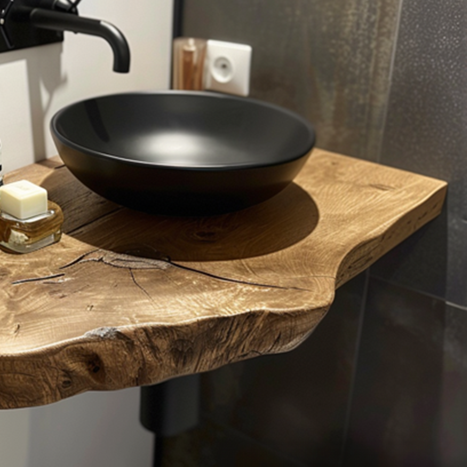 Live Edge Bathroom Vanity Shelfwall SINLBRV022