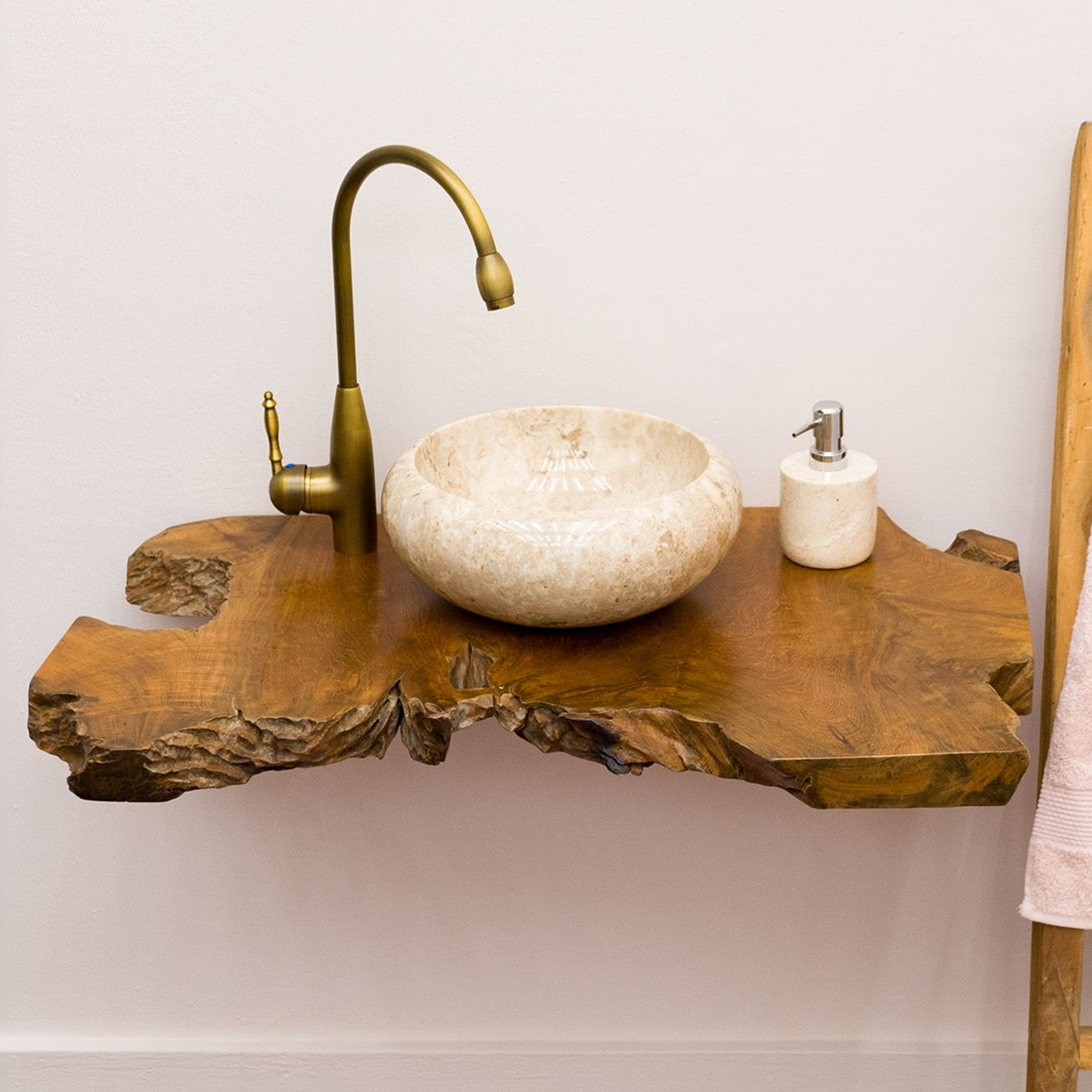 Live Edge Bathroom Vanity Shelf SINLBRV001