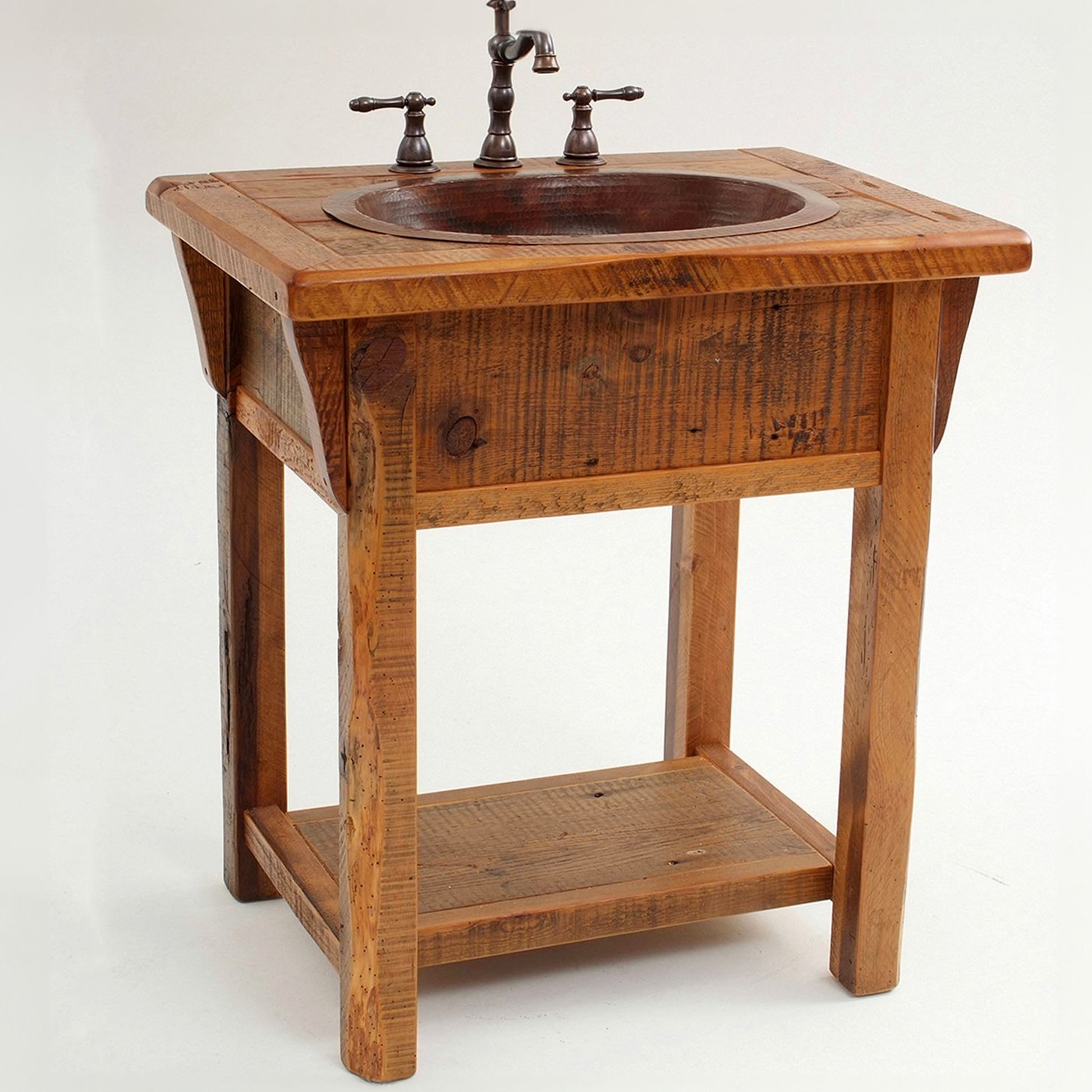 Rustic Solid Wood Bathroom Vanity SINLBRV018