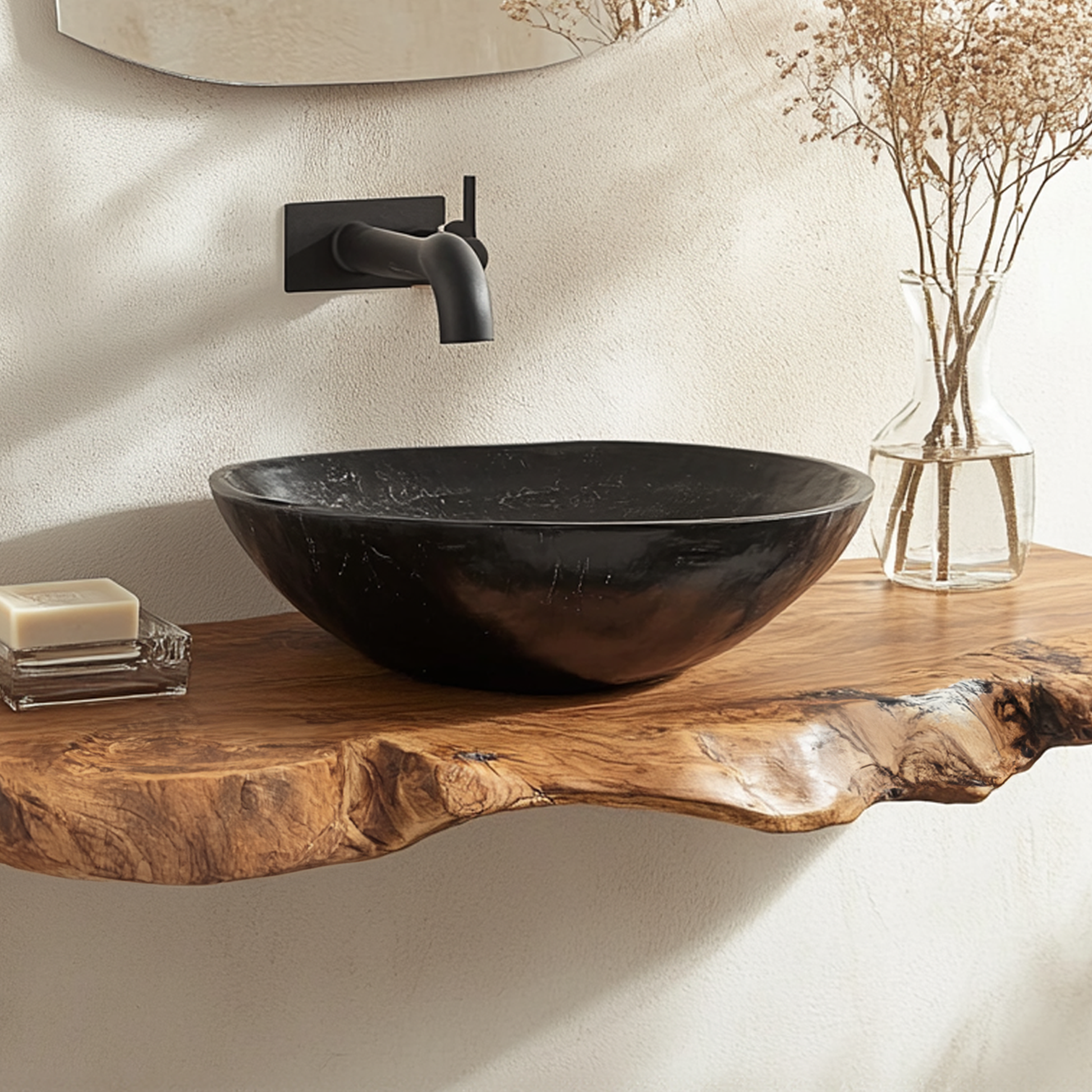 Handmade Live Edge Bathroom Vanity Shelf SINLBRV025