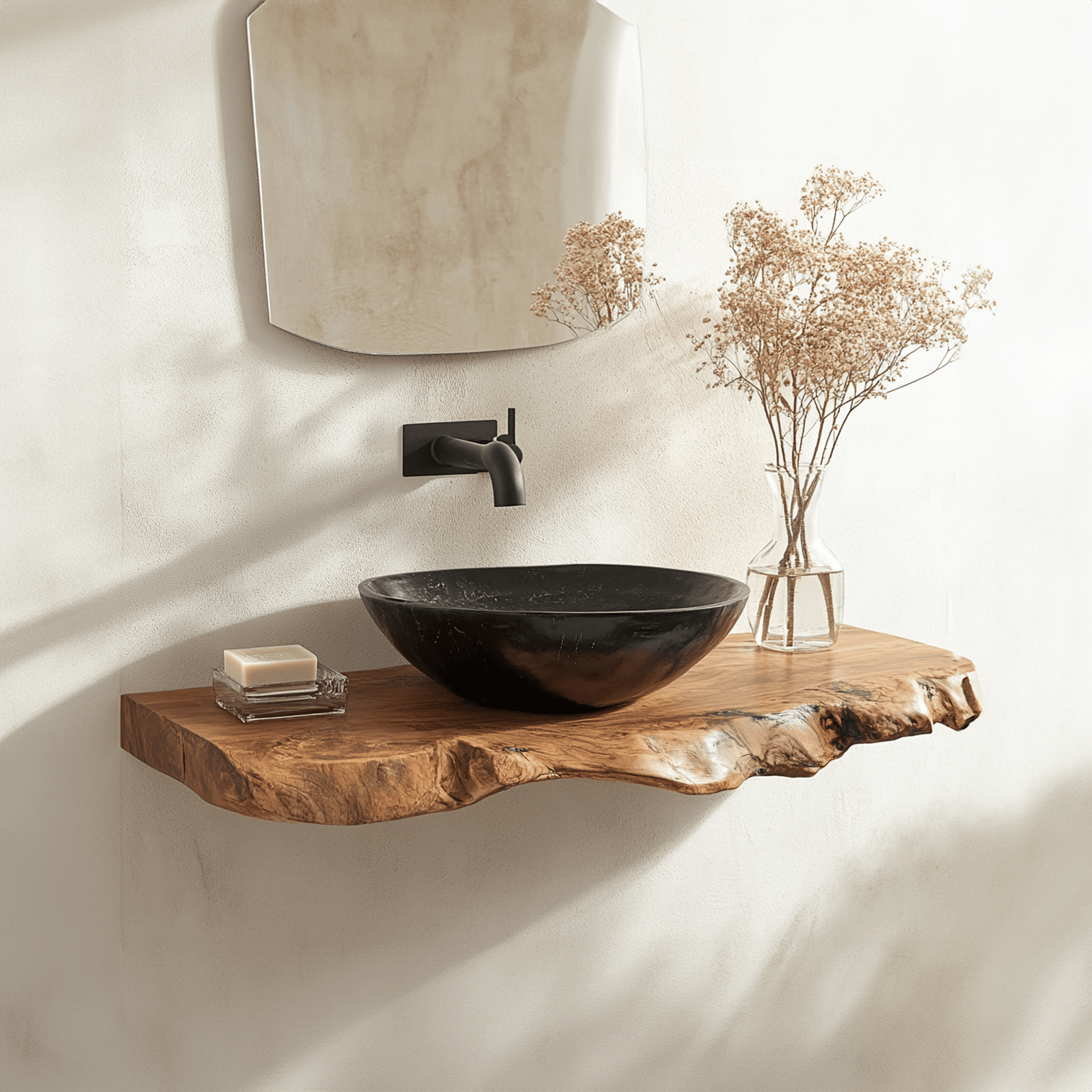 Handmade Live Edge Bathroom Vanity Shelf SINLBRV025