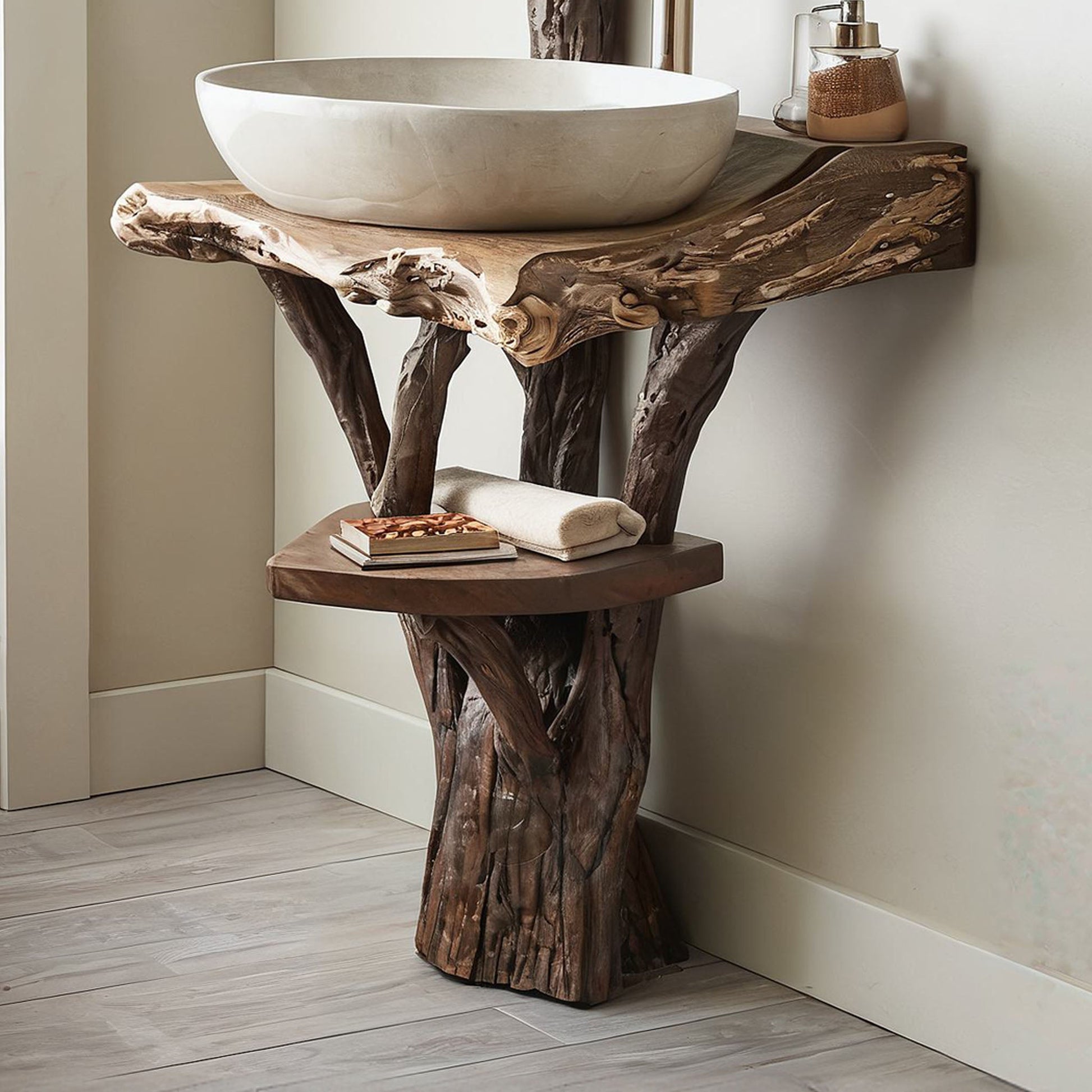 Live Edge Solid Wood Bathroom Vanity SILDT027