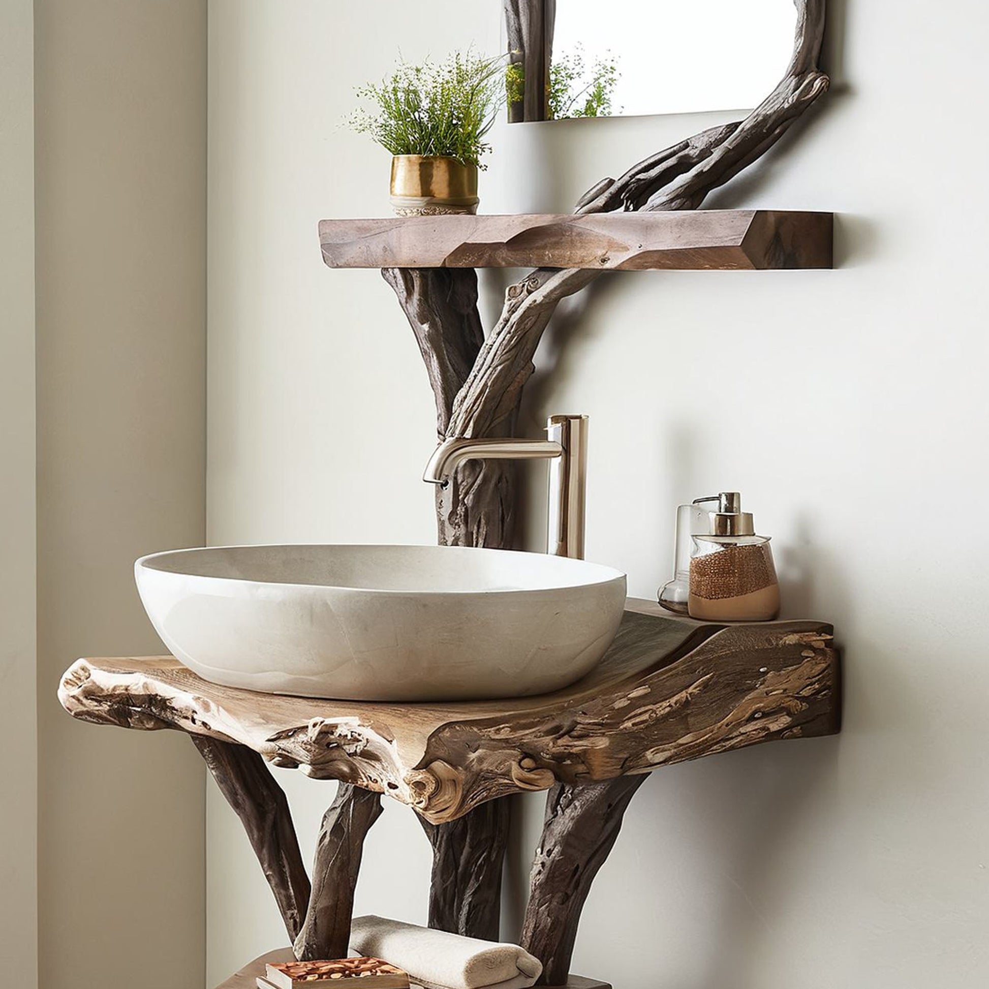 Live Edge Solid Wood Bathroom Vanity SILDT027