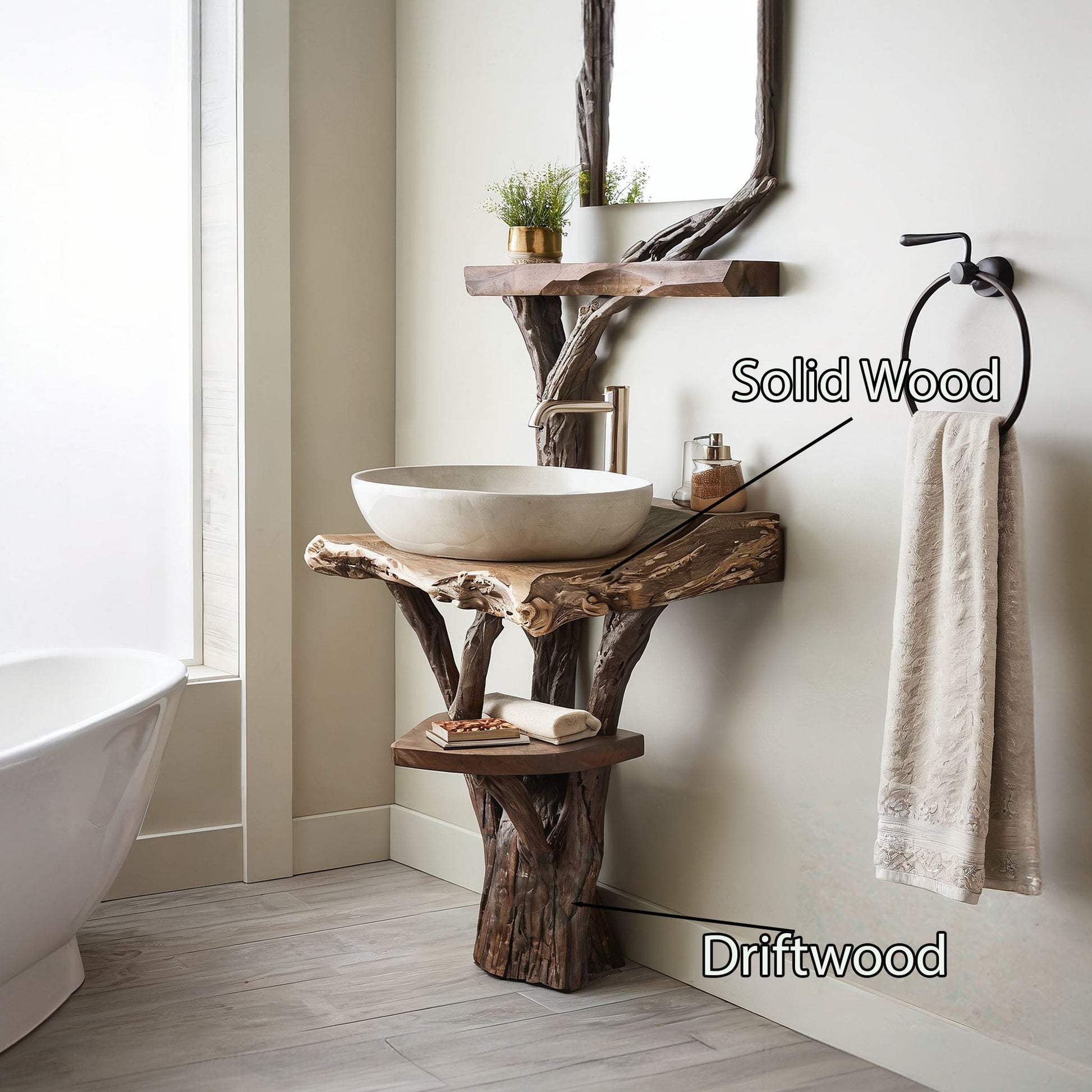 Live Edge Solid Wood Bathroom Vanity SILDT027