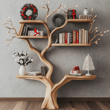 Tree Bookshelf Decor Driftwood Shelf Xmas Floating Bookshelf SINLCM004