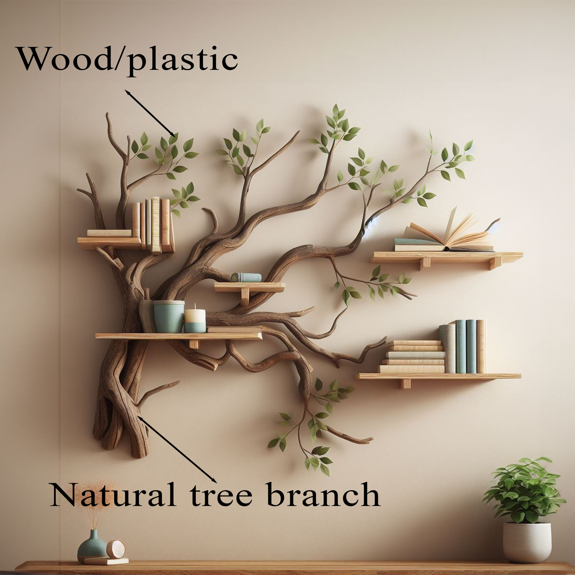 Tree Branch Shelf Driftwood Mini Bookcase SINLTBS002