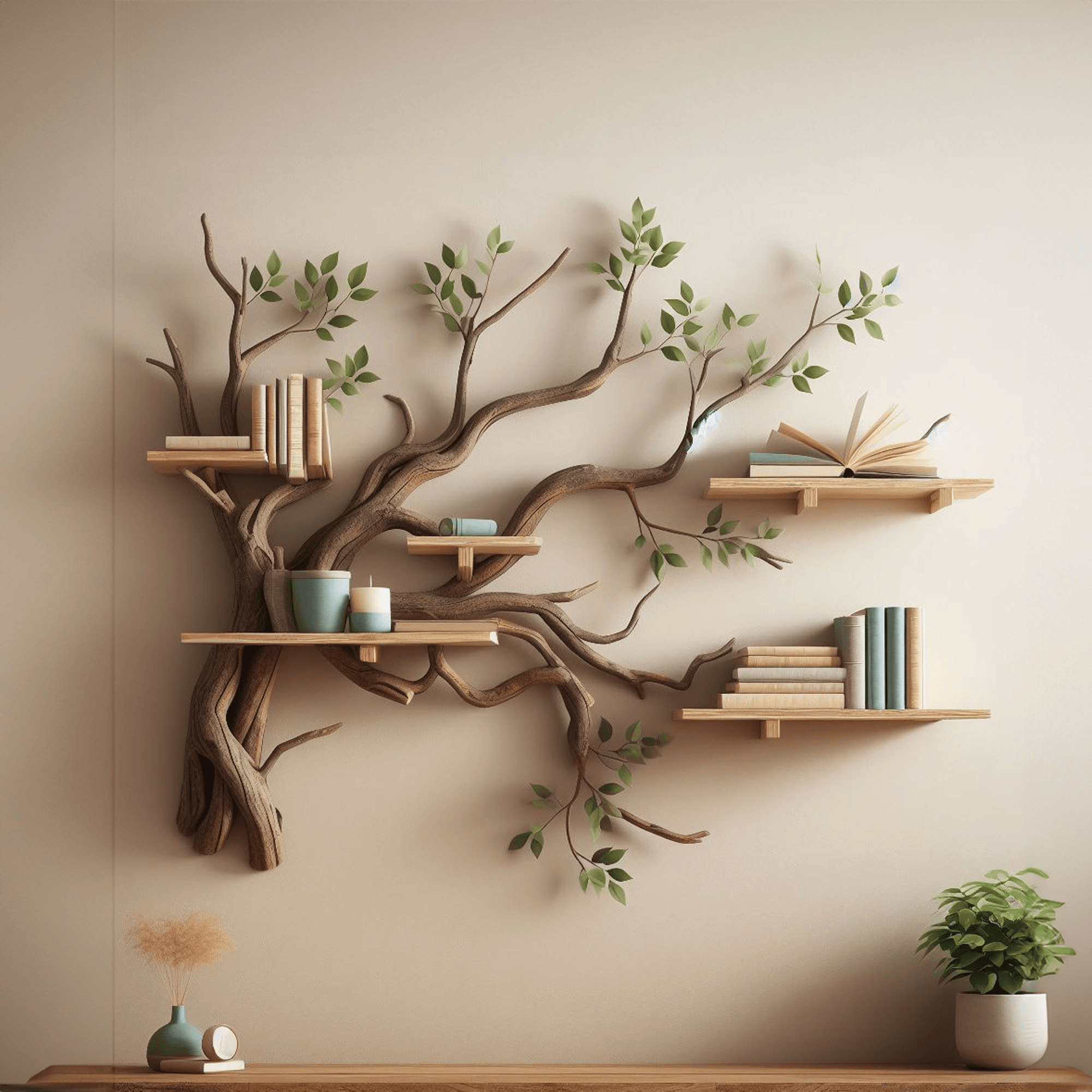 Tree Branch Shelf Driftwood Mini Bookcase SINLTBS002