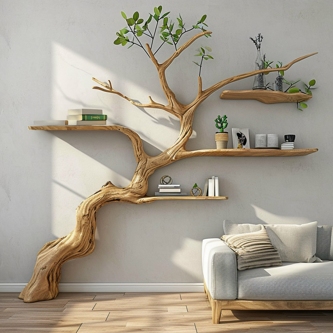 Tree Branch Floating Shelf Driftwood Bookshelf SINLTB069