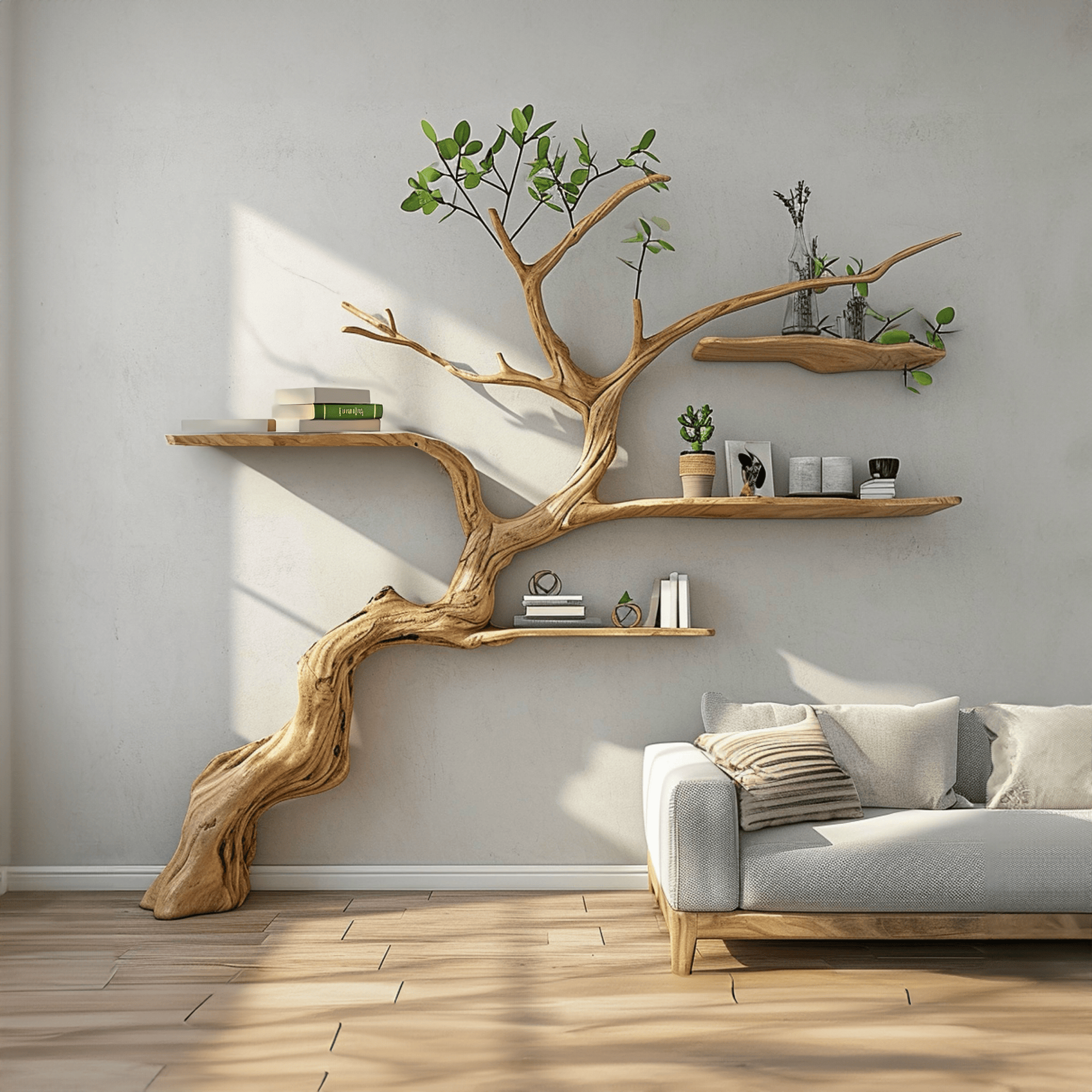 Tree Branch Floating Shelf Driftwood Bookshelf SINLTB069