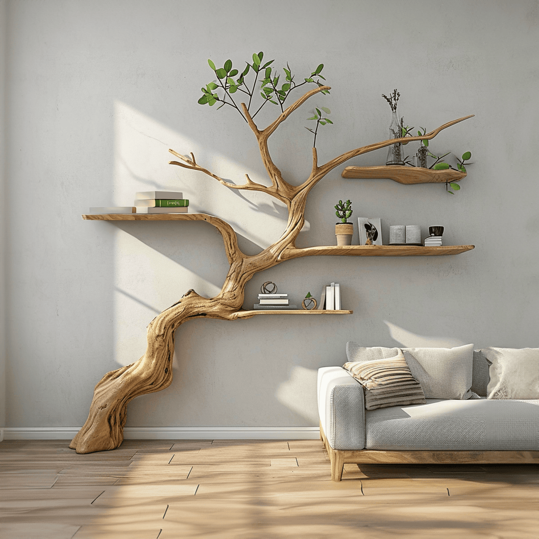 Tree Branch Floating Shelf Driftwood Bookshelf SINLTB069