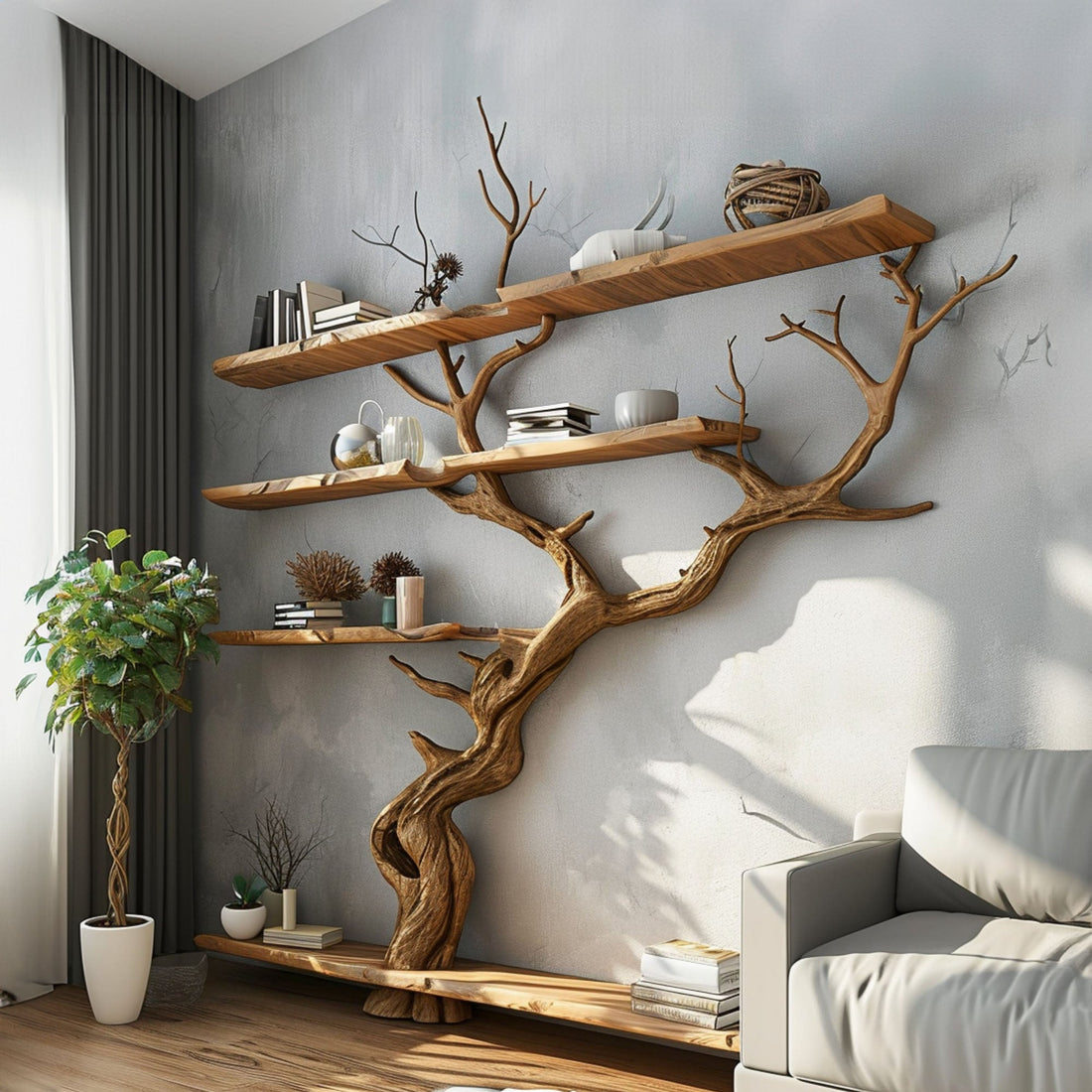 Tree Bookshelf Decor Driftwood Shelf SINLTB039