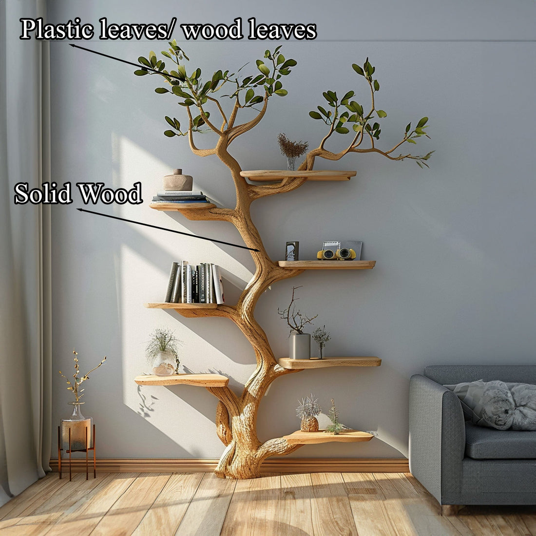 Tree Branch Floating Corner Shelf Bookshelf Decor SINLTB009