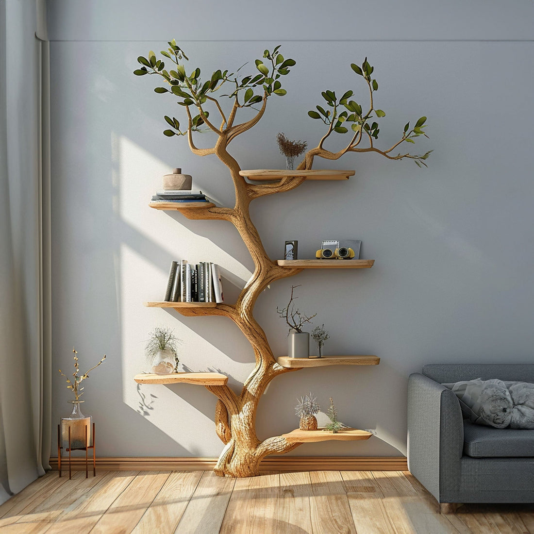 Tree Branch Floating Corner Shelf Bookshelf Decor SINLTB009