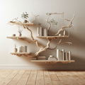 Tree Books Shelf Decor Solid Wood Carving SINLTB018