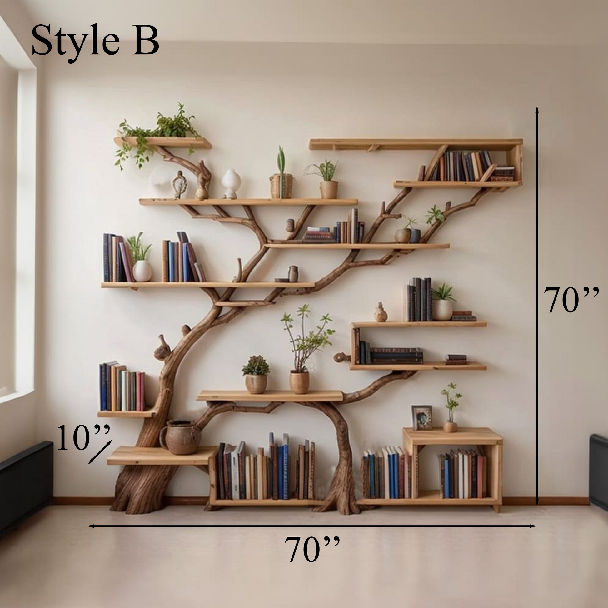 Tree Book Shelf Modern Bookshelf Driftwood Shelf SINLTB061