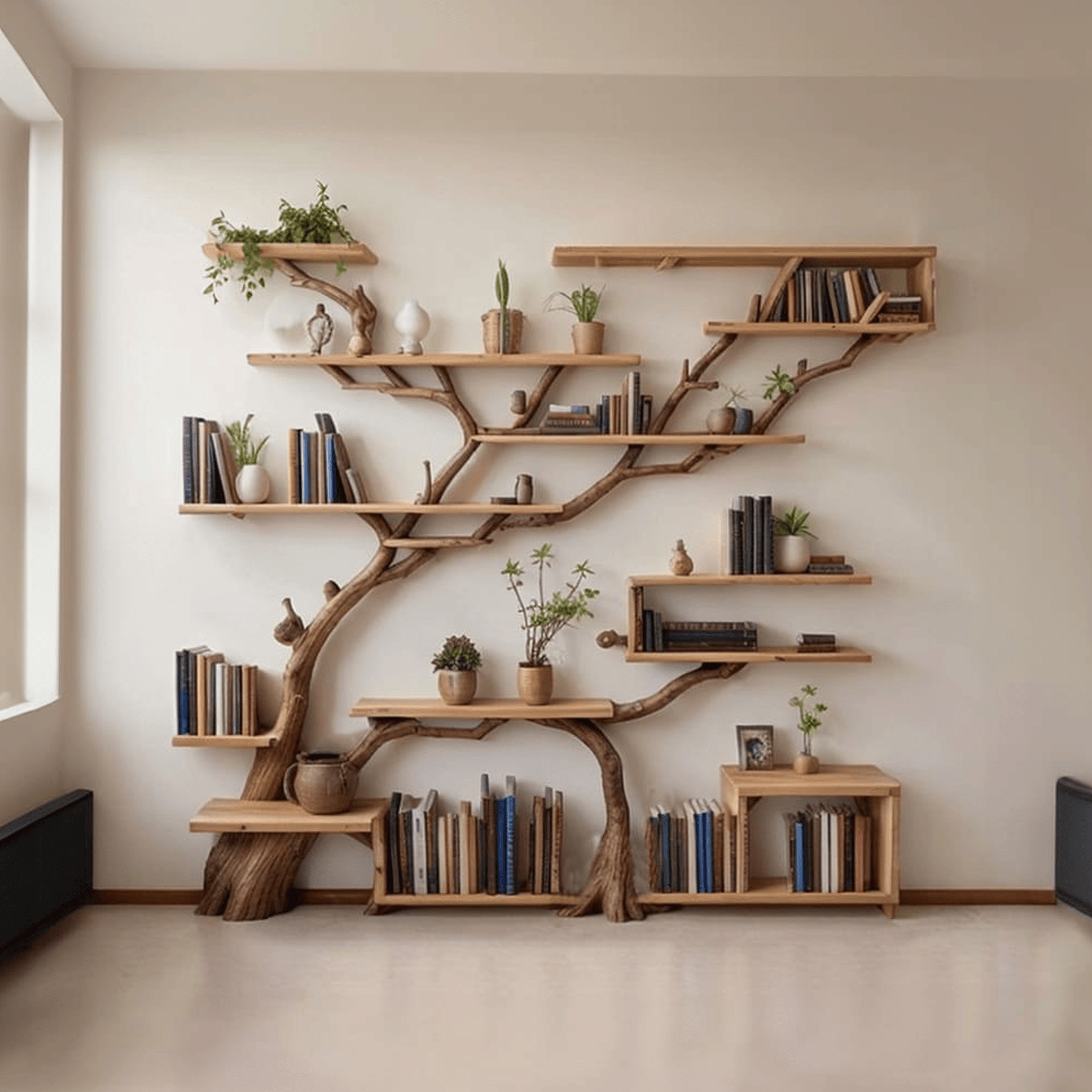 Tree Book Shelf Modern Bookshelf Driftwood Shelf SINLTB061