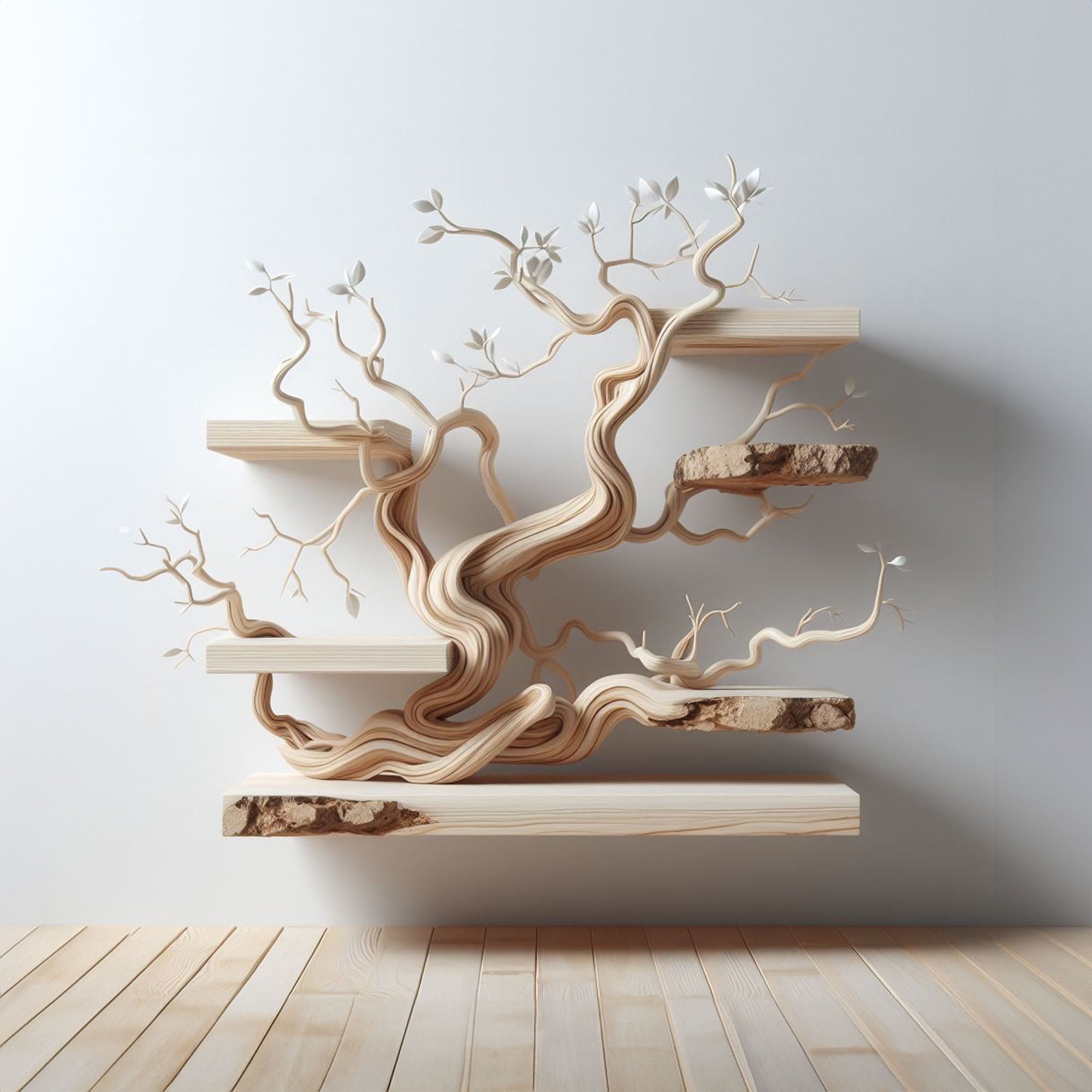 Tree Branch Shelf Live Edge Floating Driftwood Shelf SINLTB043