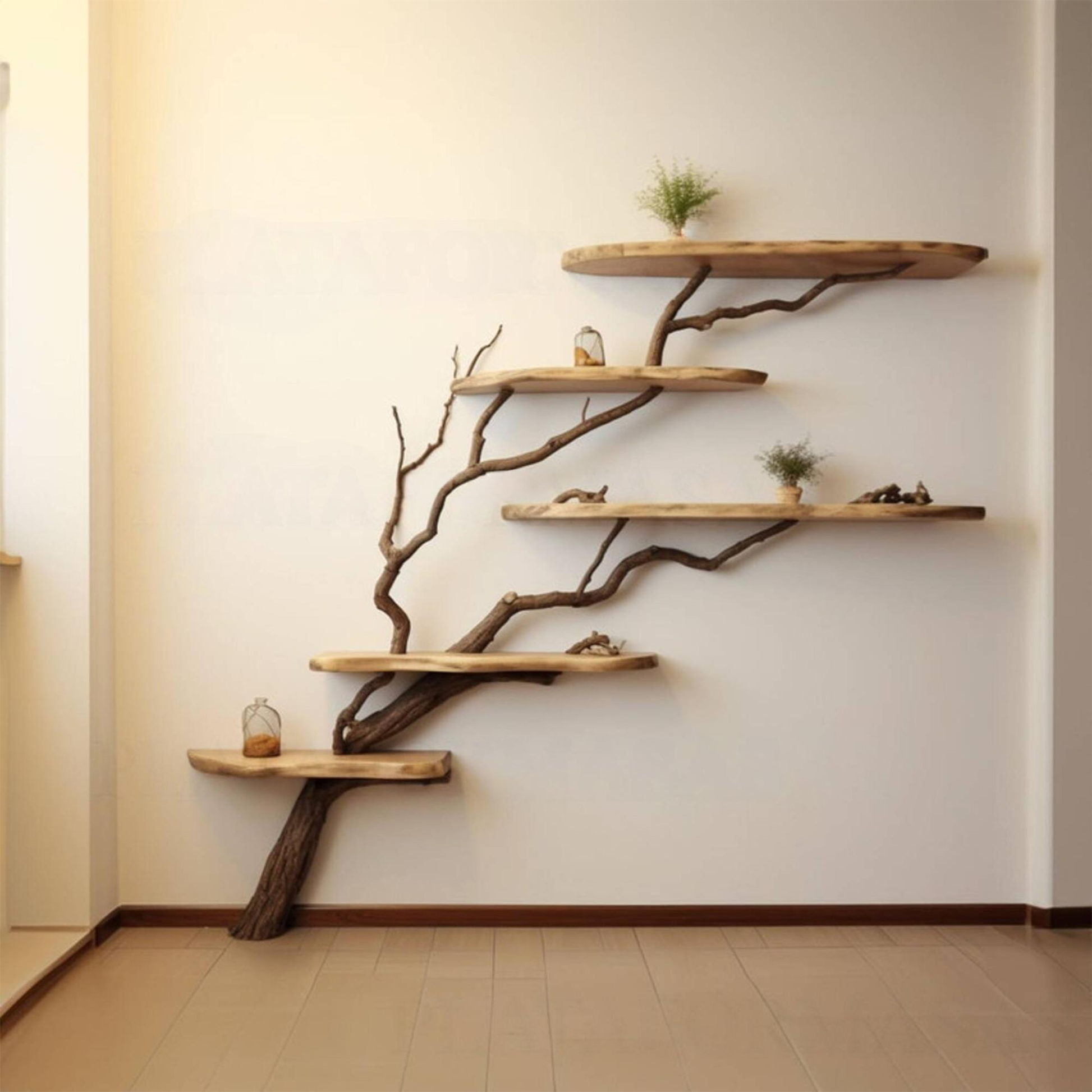 Tree Branch Floating Corner Shelf Custom Bookcase SINLTB008